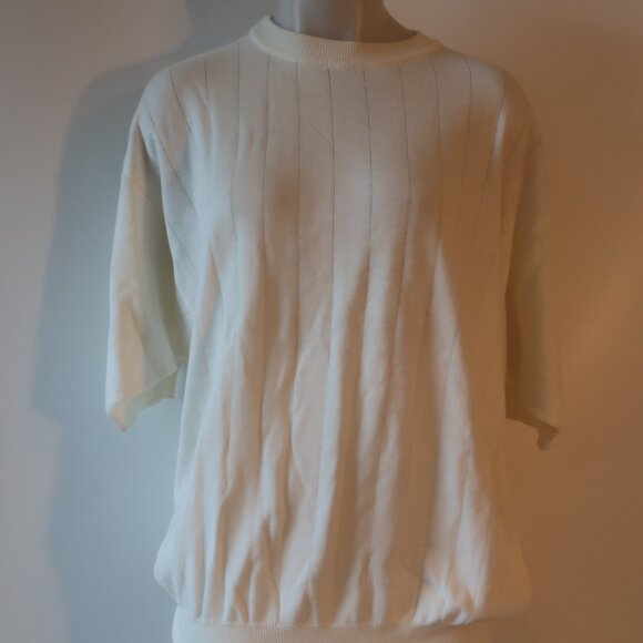 Mens Uomo Couture Vito Rufolo Ivory Knit Cotton Blend Short Sleeve Sweater XL * - Picture 2 of 7